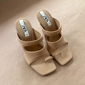 Zara Skin Tone Neoprene Sandal Heels